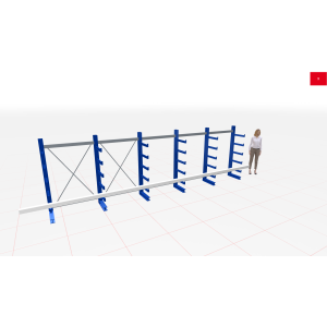 Kragarmregal K1000 Set Einseitig 6 Ständer,2000x500mm, Achsmaß 1250mm